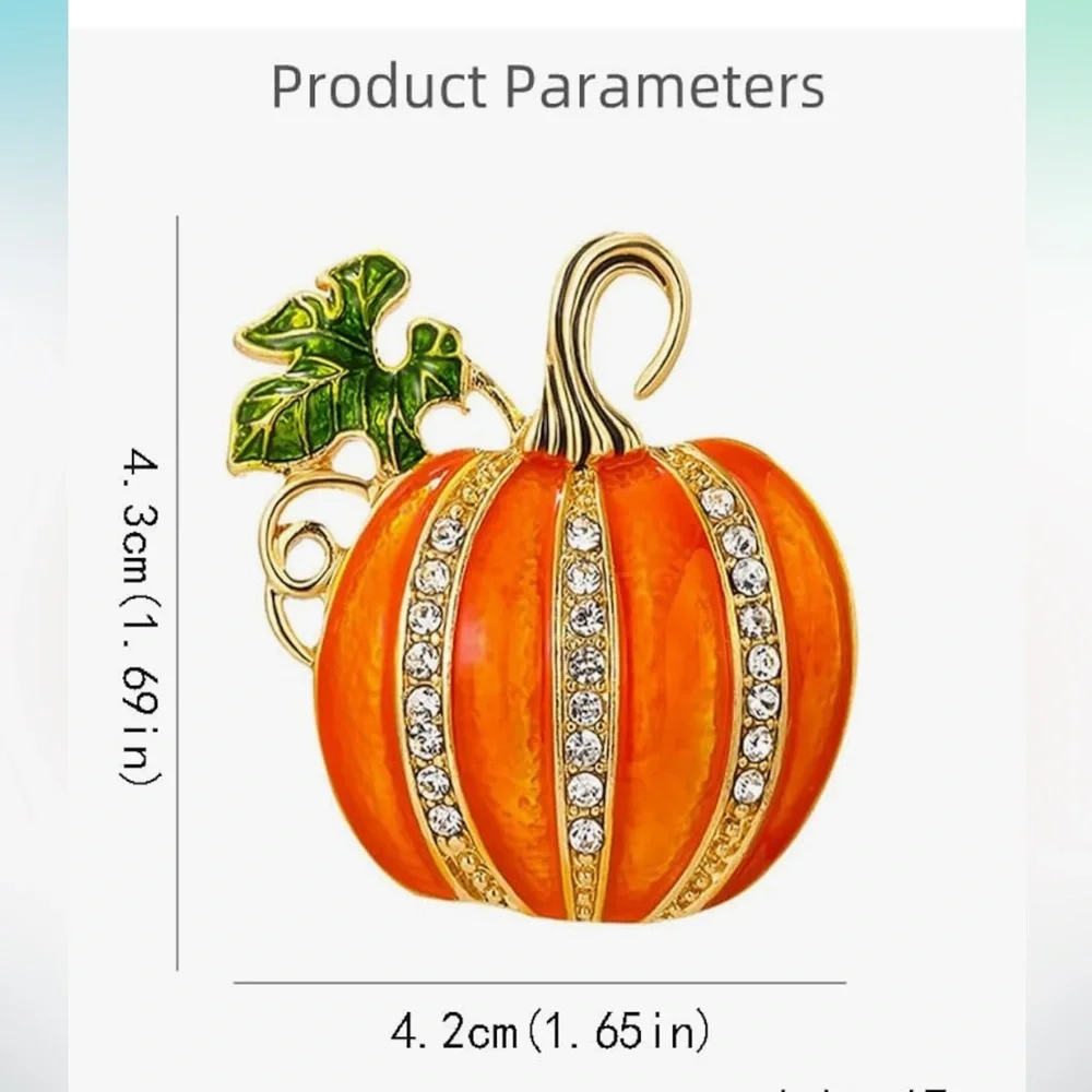 🆕 Rhinestone Pumpkin Brooch Pin for Women